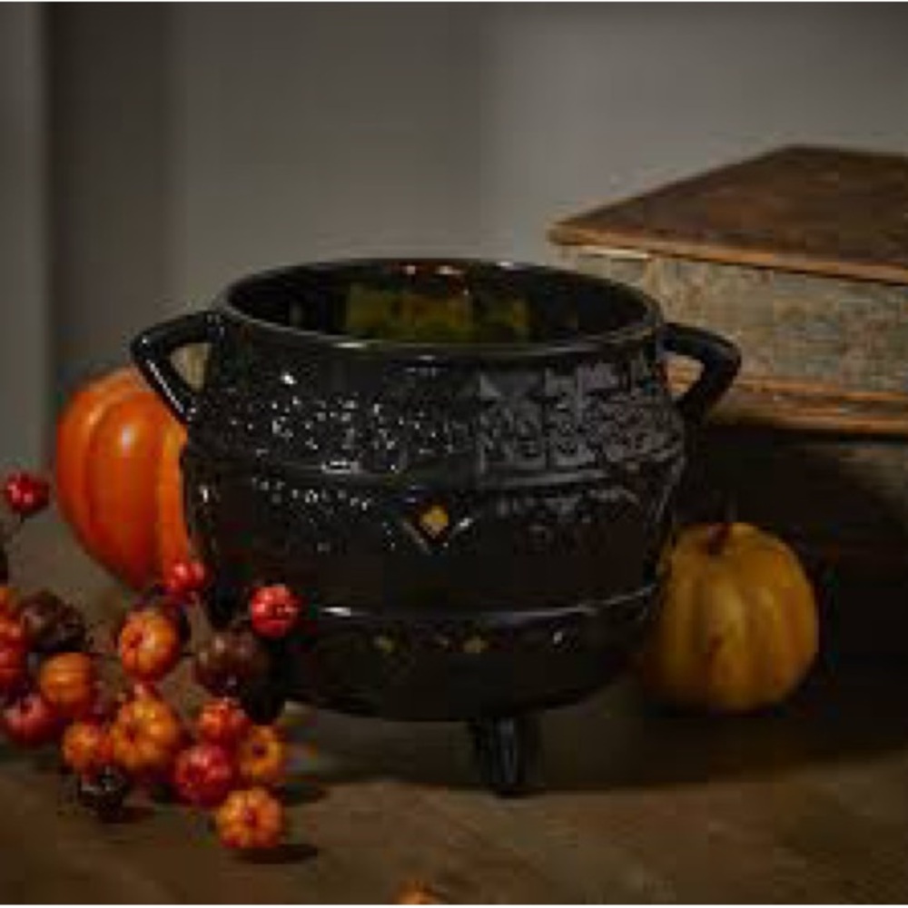 PartyLite Halloween Spellbound Cauldron Jar Holder Black and Color Changing Base - Picture 3 of 15